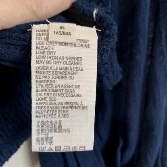 Free People We The Free Navy Smocked Peasant Top Sz XS Boho Cottagecore Festival - Picture 8 of 10